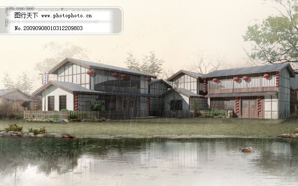 乡野诗画 雨幕下的复古建筑设计美学